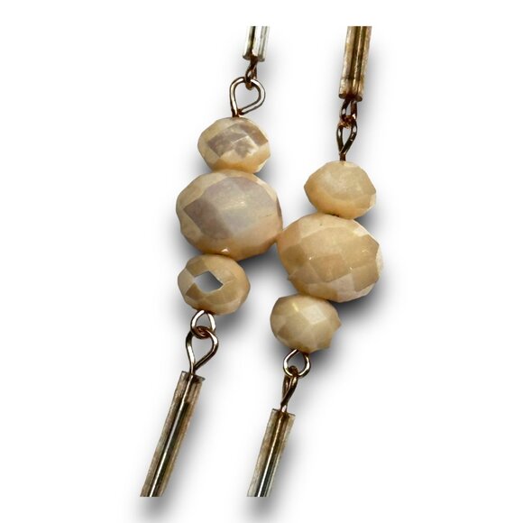 NY Faceted Iridencent Cream Glass Bead and Gold Statement Necklace - Picture 2 of 10